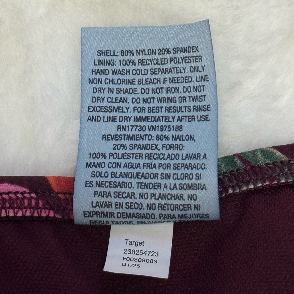 Shade & Shore Burgundy Tropical Floral 2-piece Bikini, Bottoms L, Top 36C - Picture 5 of 8